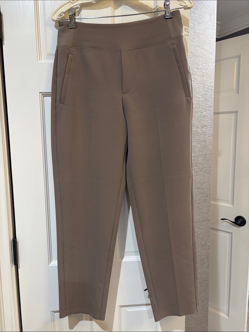 Athleta Straight-Leg Pull-On Woman’s Pants in Taupe